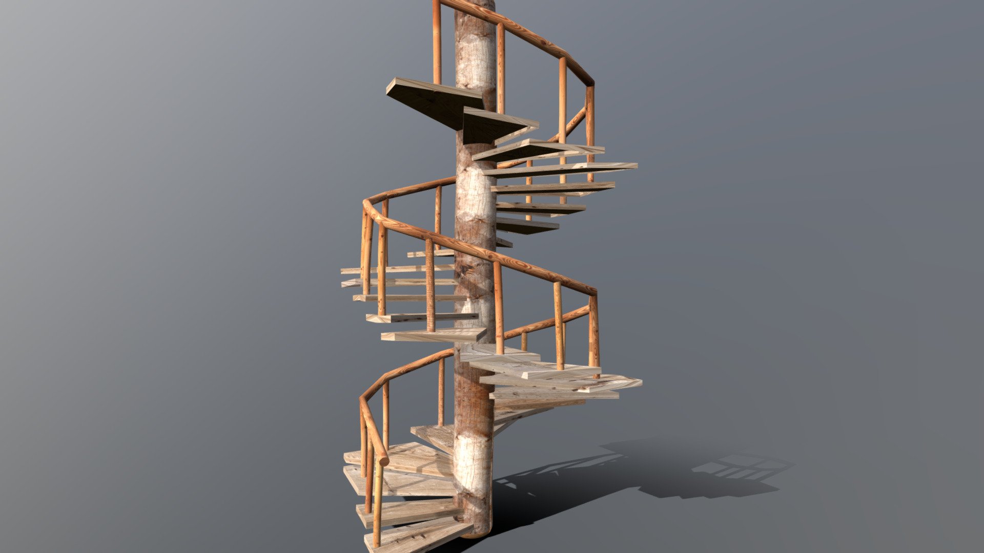 Wood Spiral Square Staircase