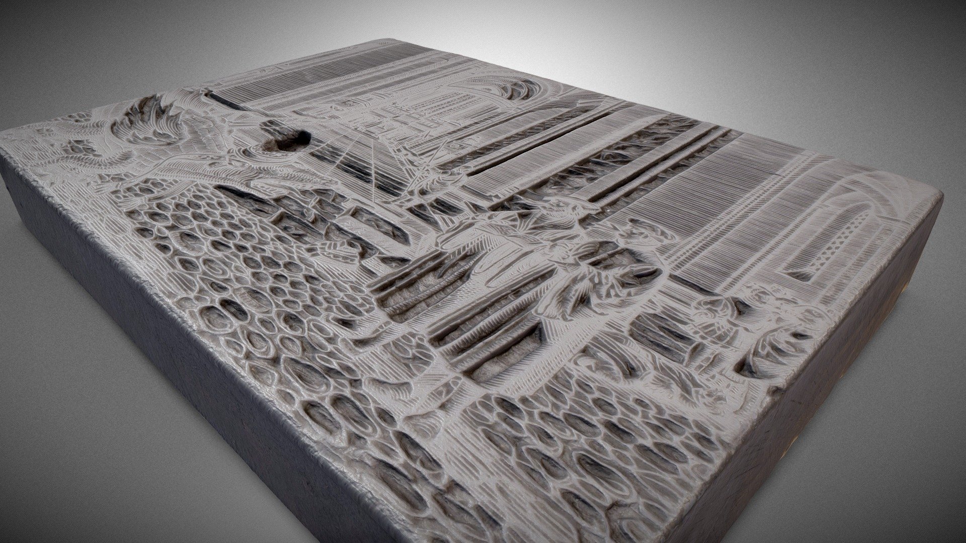 Printing woodblock - Two Witnesses and the Beast