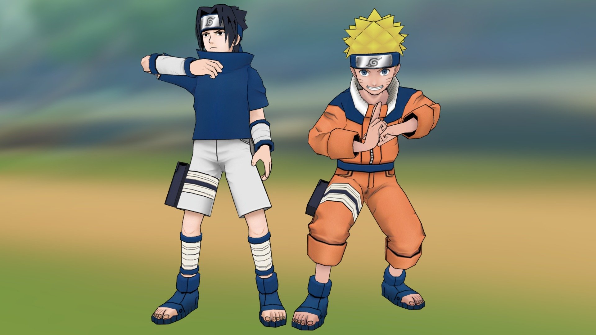 Naruto & Sasuke Low Poly + Rig + Texture