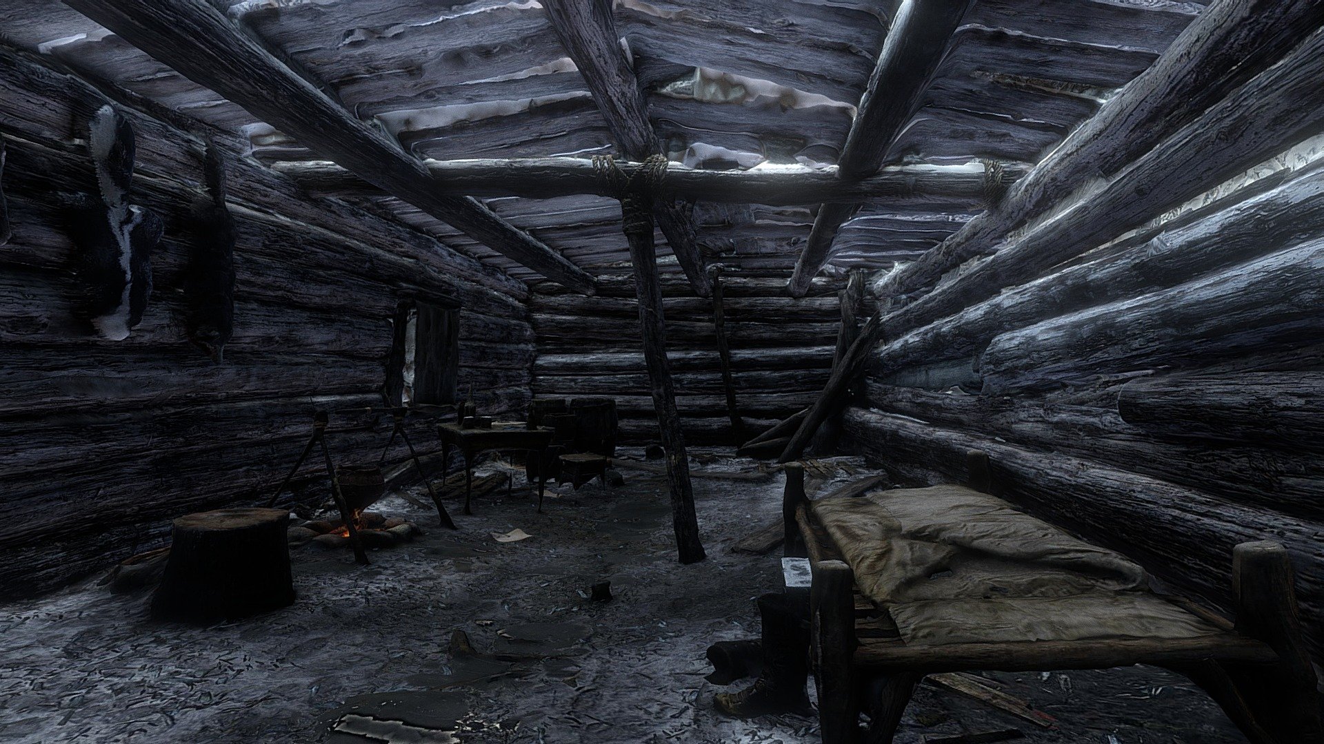Old wooden house interior (Western winter)