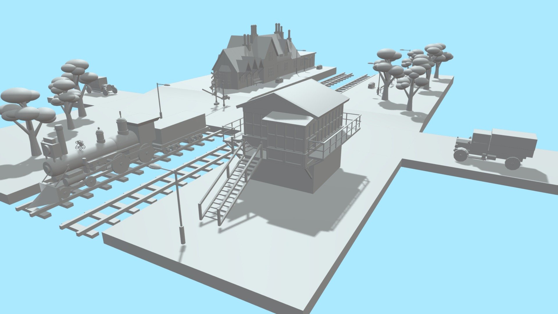 Station Antiques locomotive Cars | Blocking XYZ
