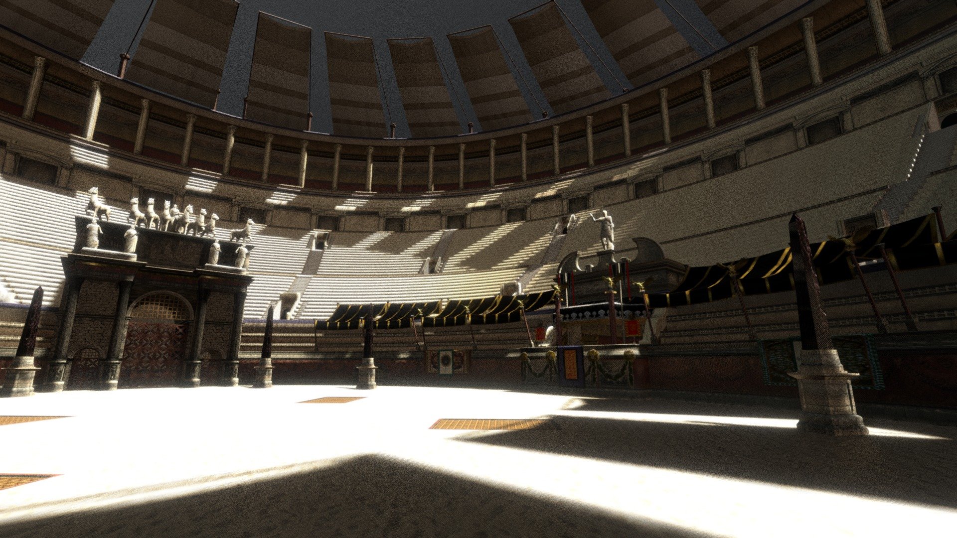 Previz-Lowpoly Colosseum with concept textures.