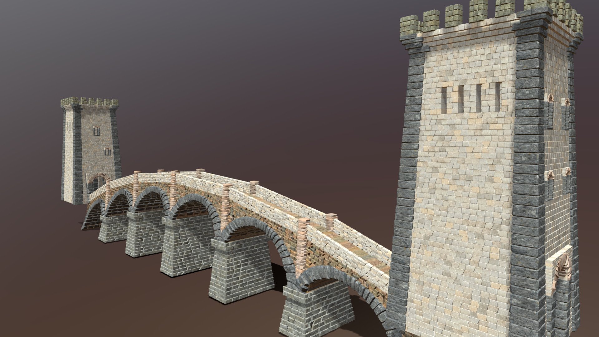 Medieval Fantasy Bridge with two Watchtowers