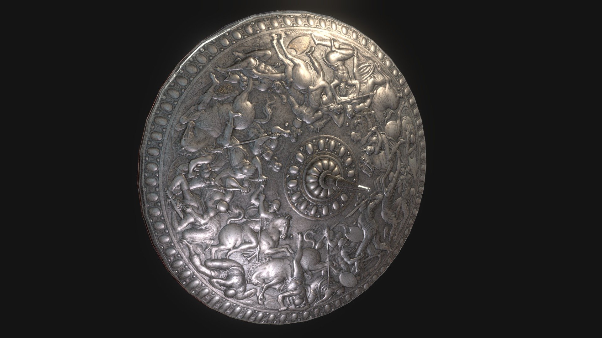 Shield high res 3d scan low poly retopo