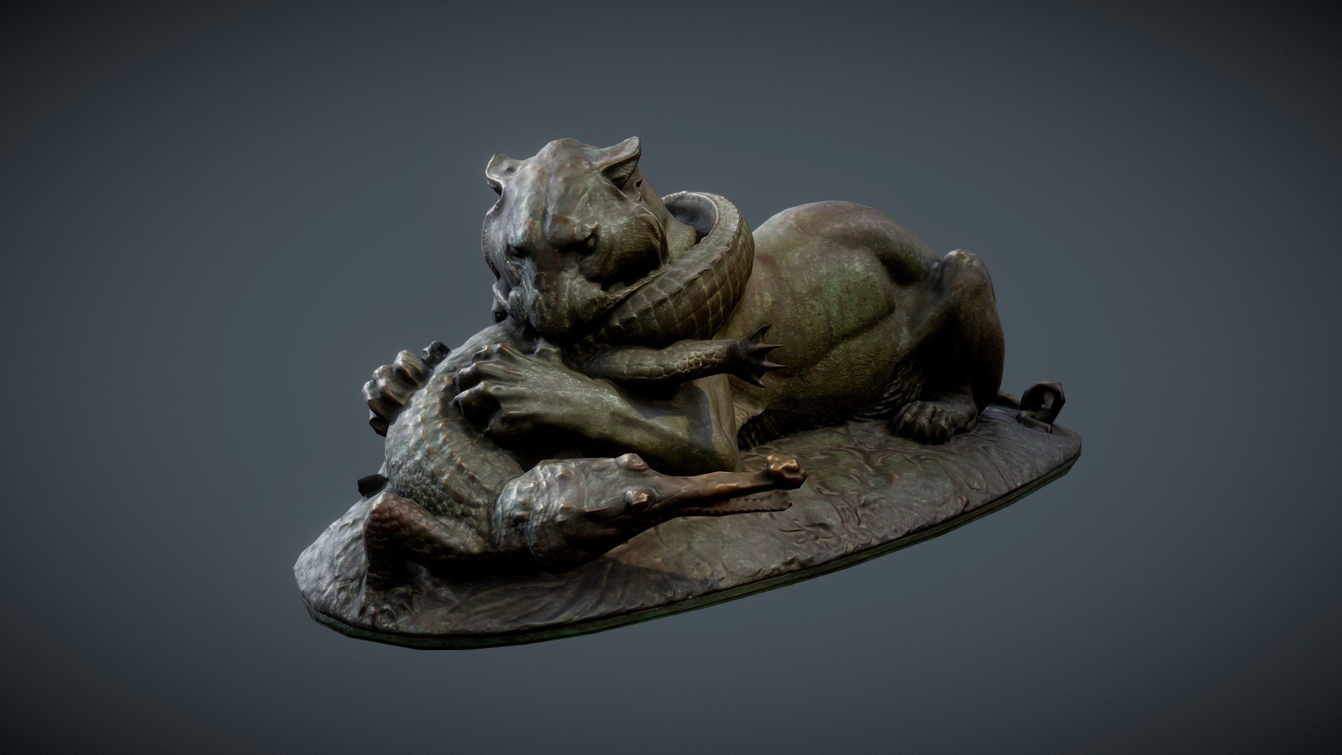 "Tiger devouring a gavial", processed