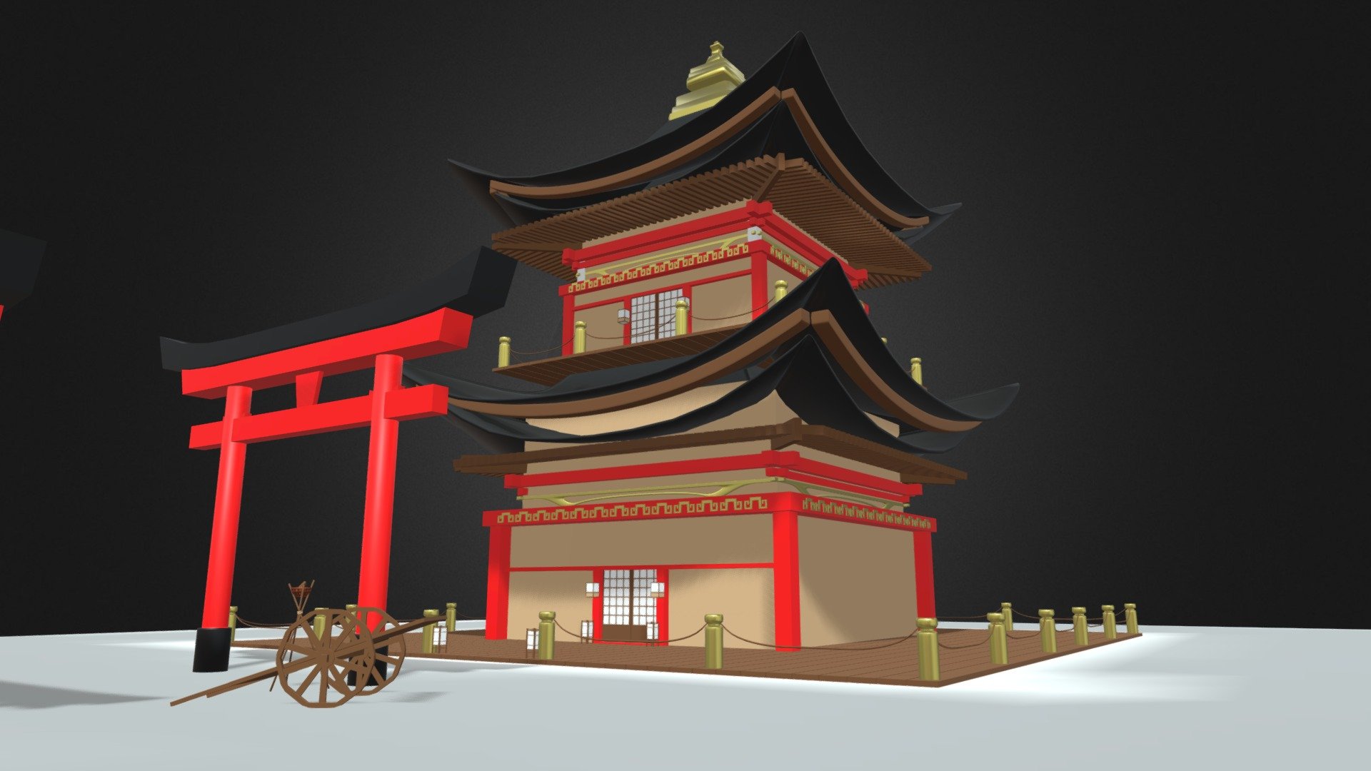 Japanese Pagoda Temple w/ Additional Assets