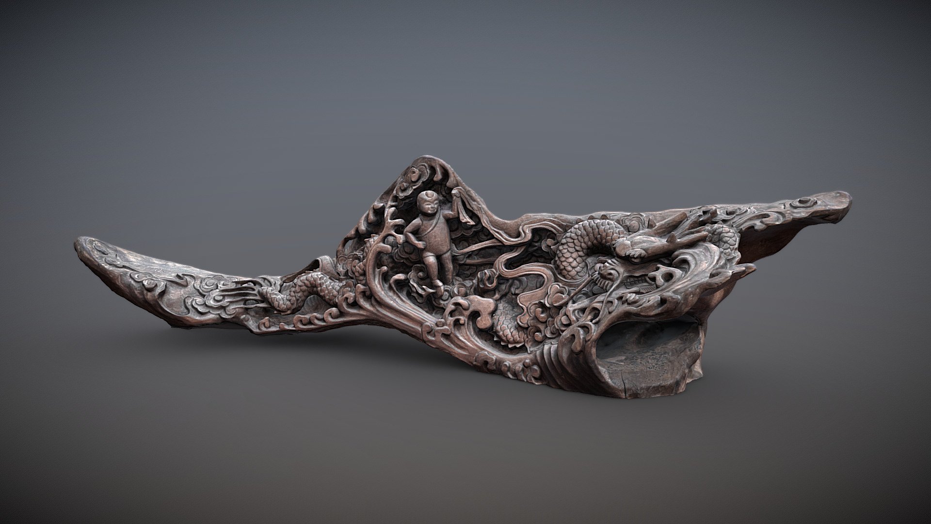 哪吒闹海 阴沉木雕 Nezha Conquers the Dragon King