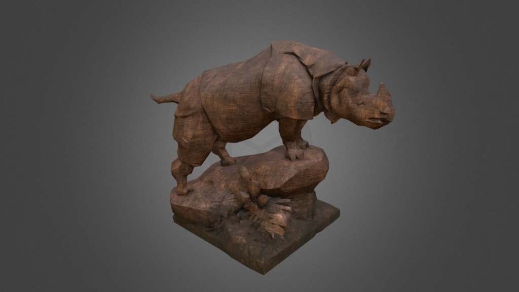 Rhino wood statue