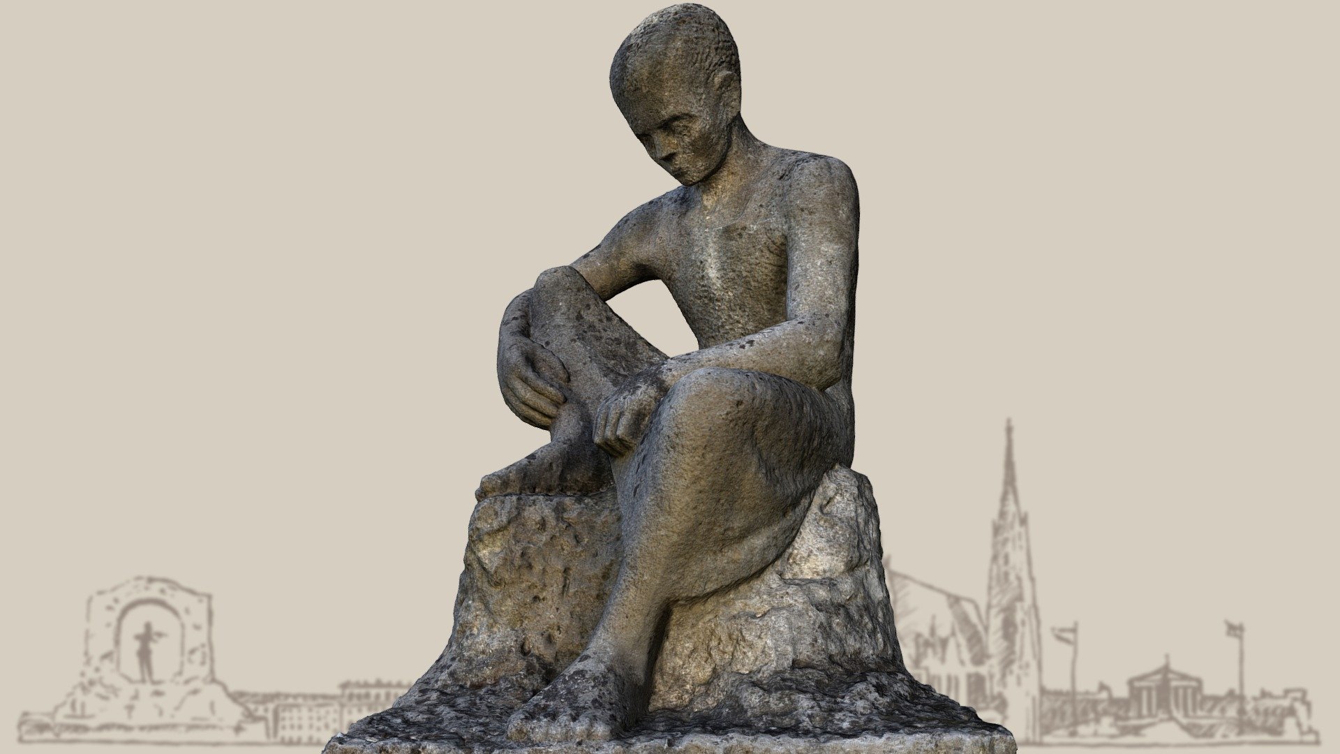 Sitzender Knabe