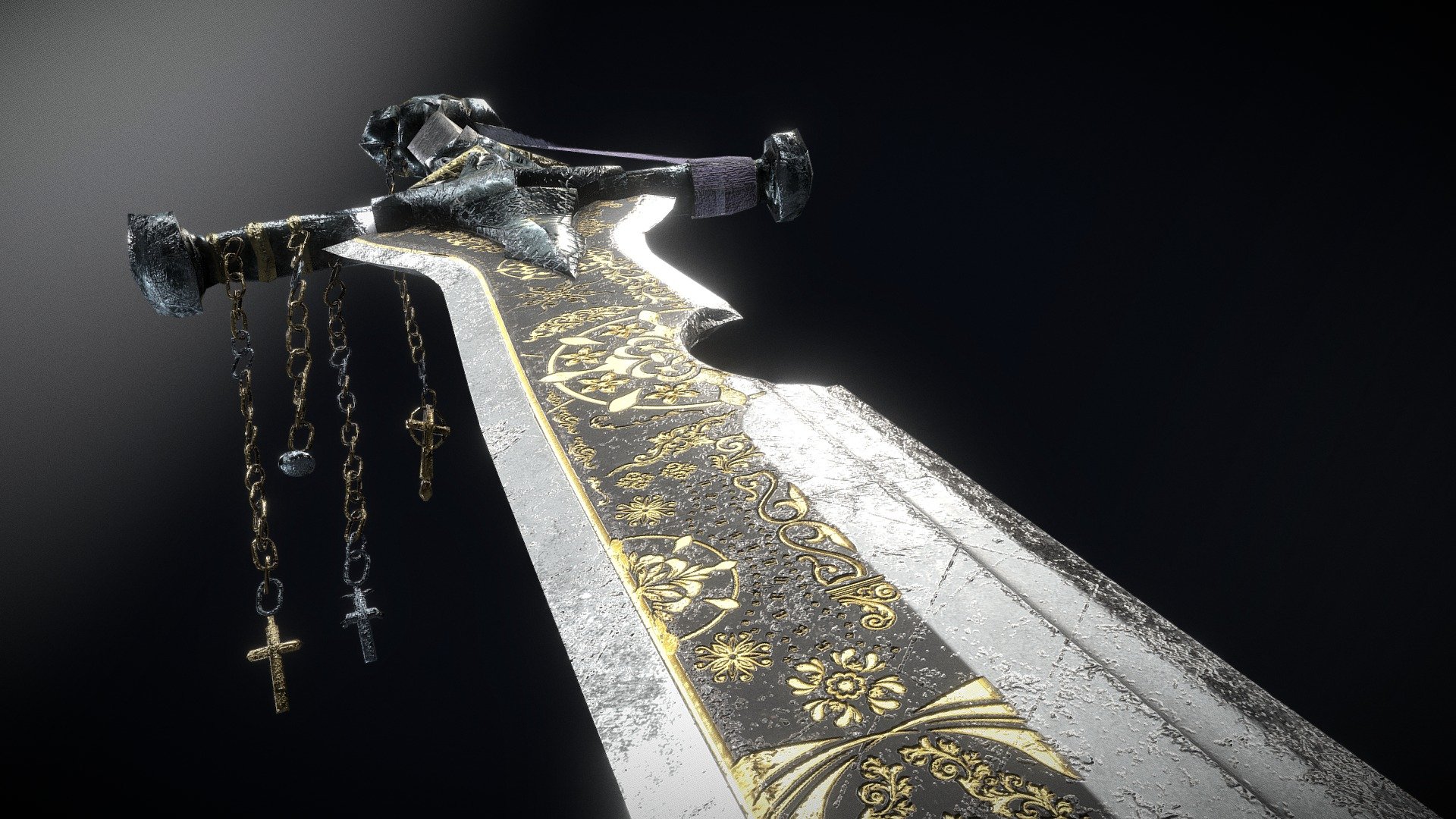 The Majestic Sword of Golden Blood (Game-Ready)