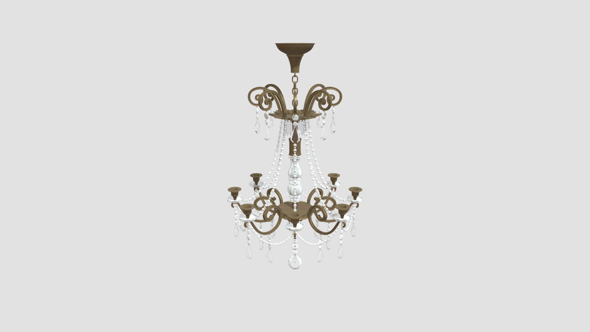 Antique Bronze & Crystal Chandelier