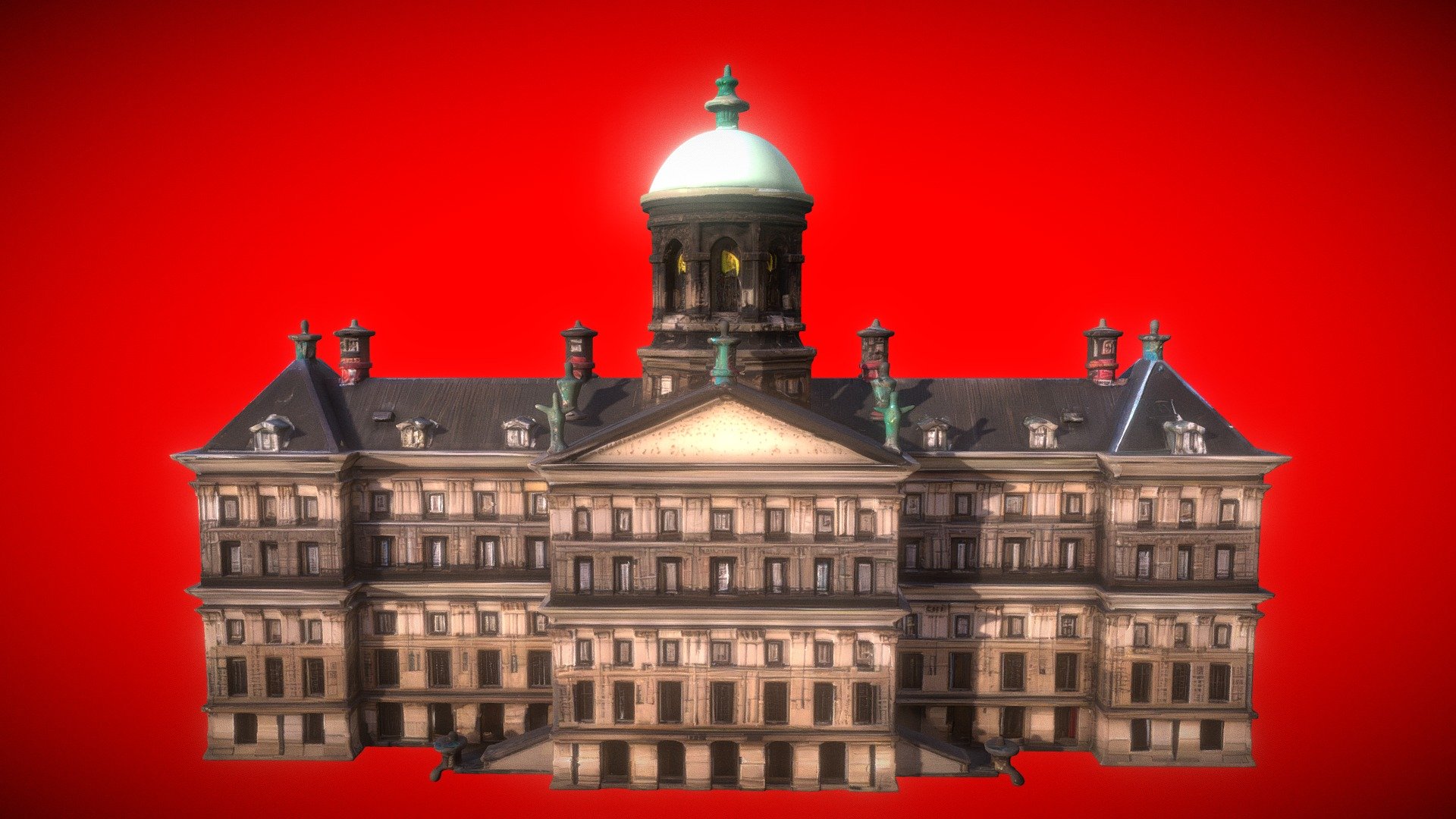 Amsterdam Monument Het Paleis op de Dam 4k A.I.