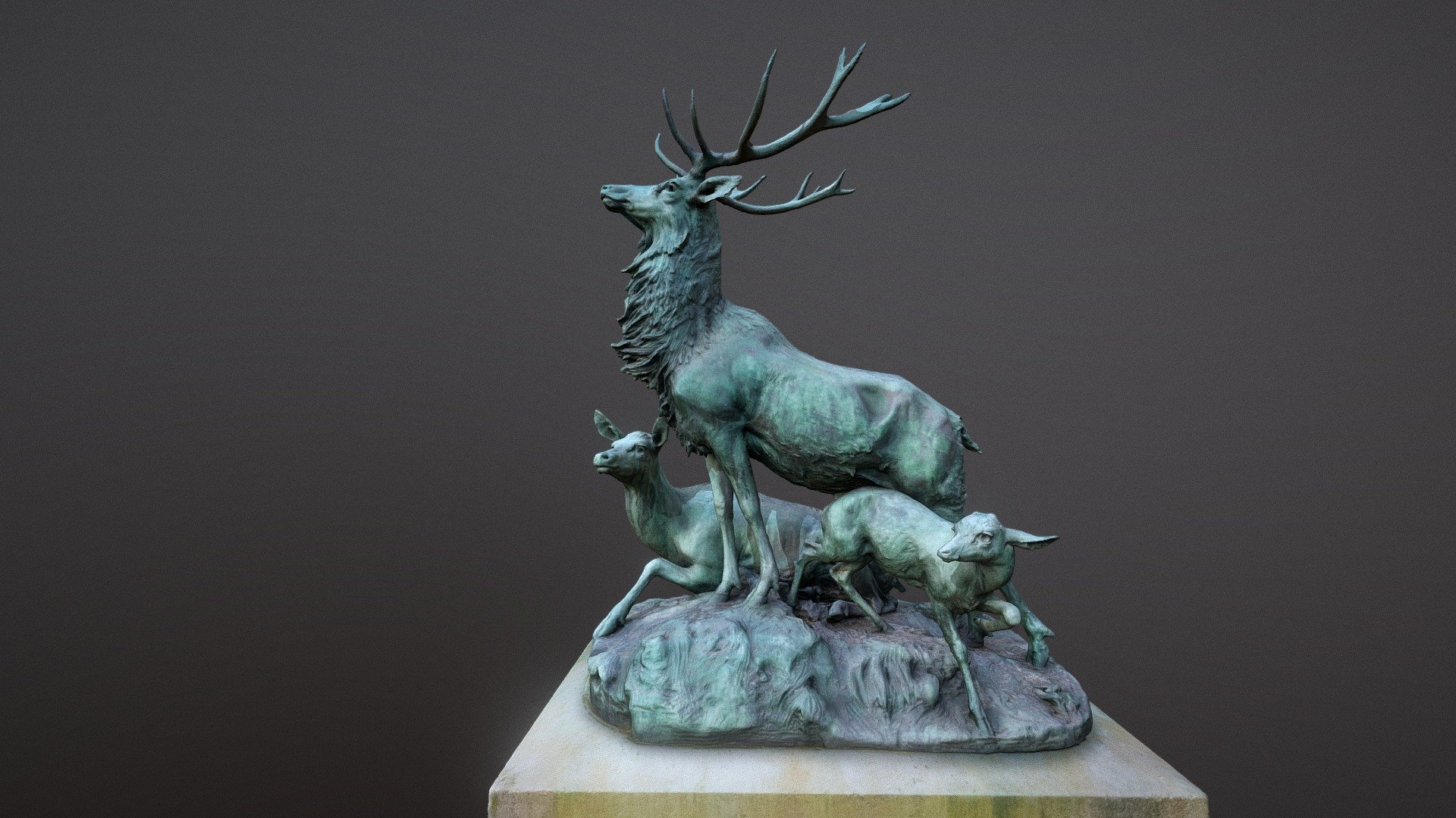 Harde de cerfs écoutant le rapproché (Paris)