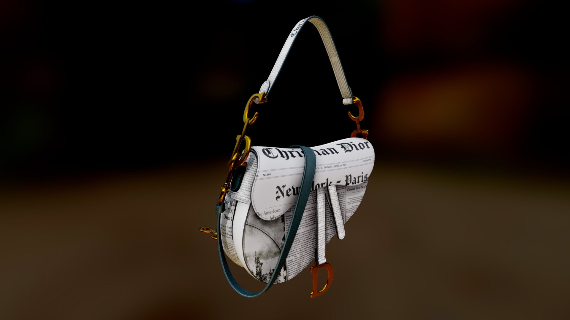 Bolso Saddle Bandolera Estampado Newspaper