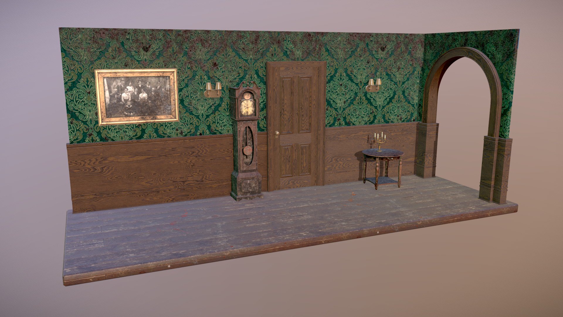 Haunted Victorian Mansion Hallway Diorama