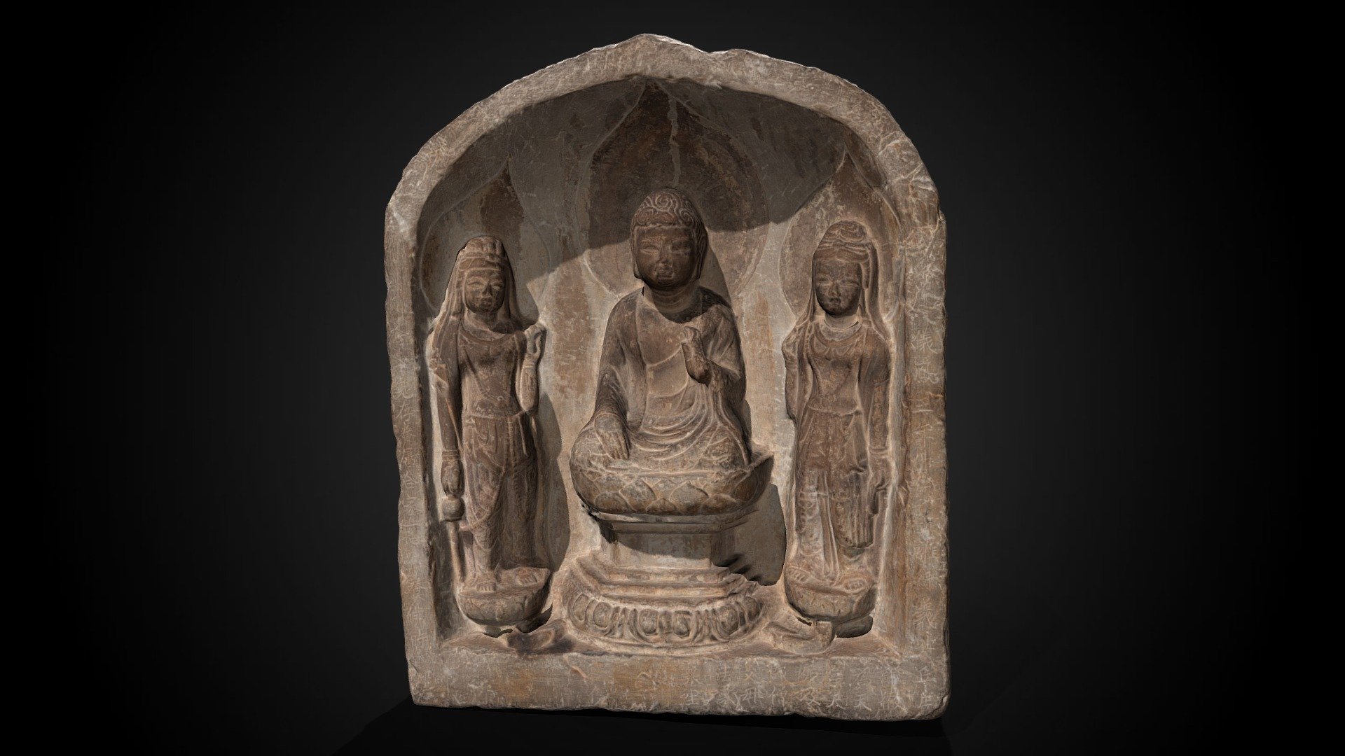 Votive stele - Buddha and two Bodhisattvas