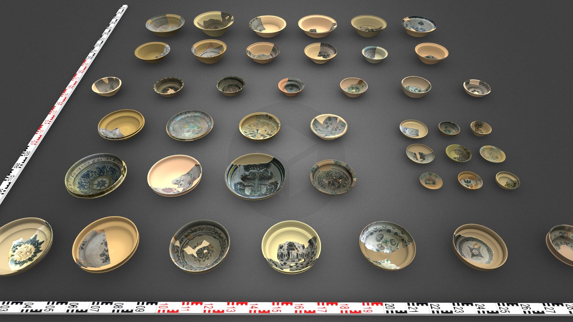 The collection of plates and bowls