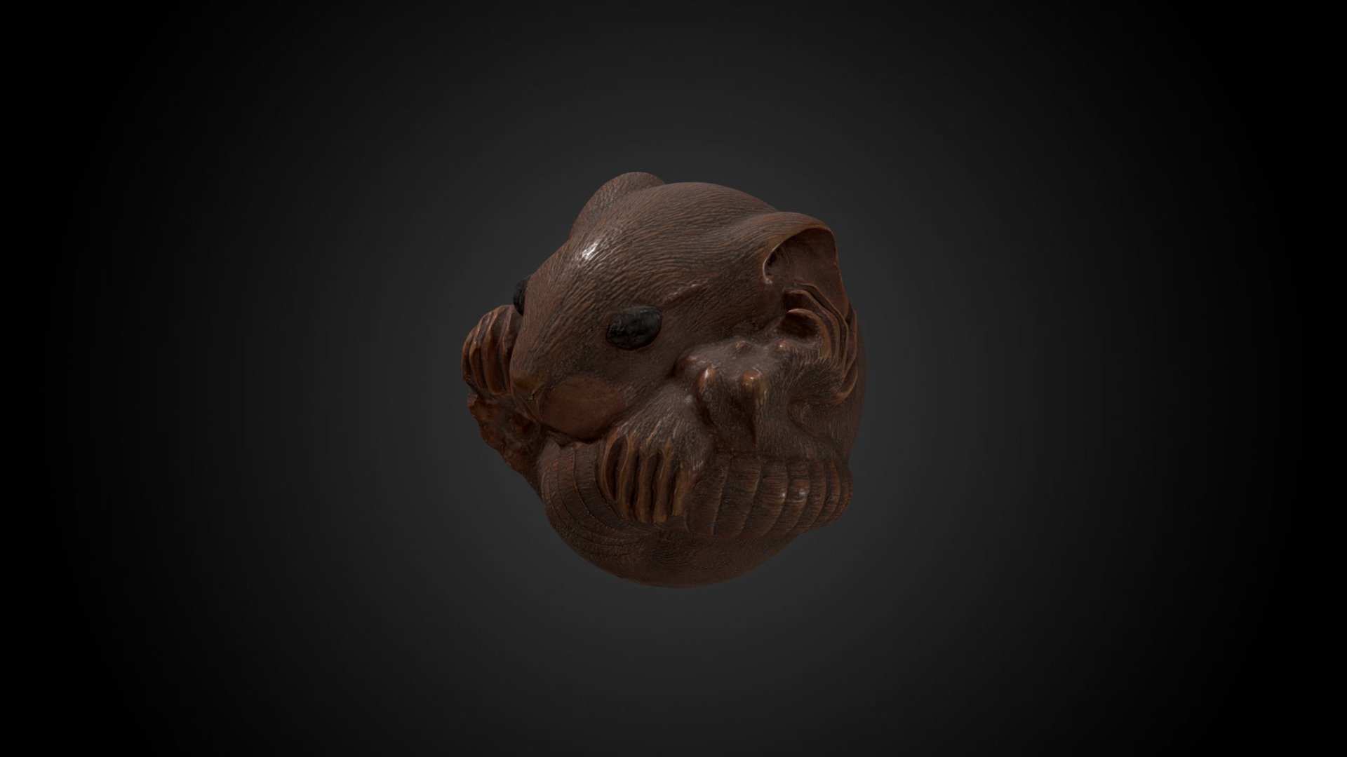 Netsuke - curled rat