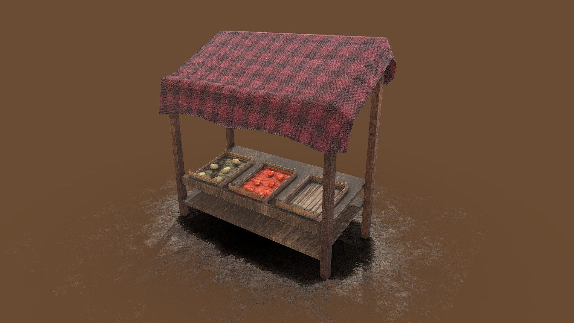 Medieval Market Stall Asset Model 1/4