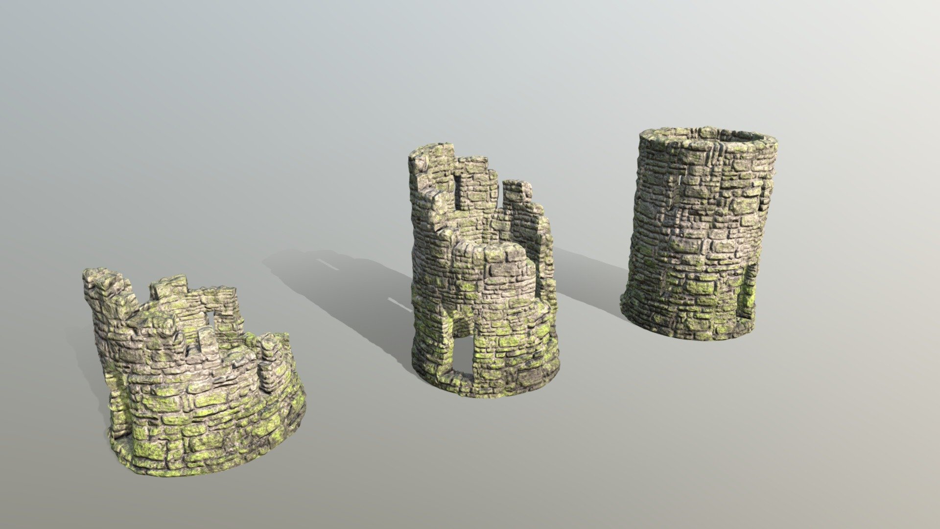 Pack of old towers in ruins