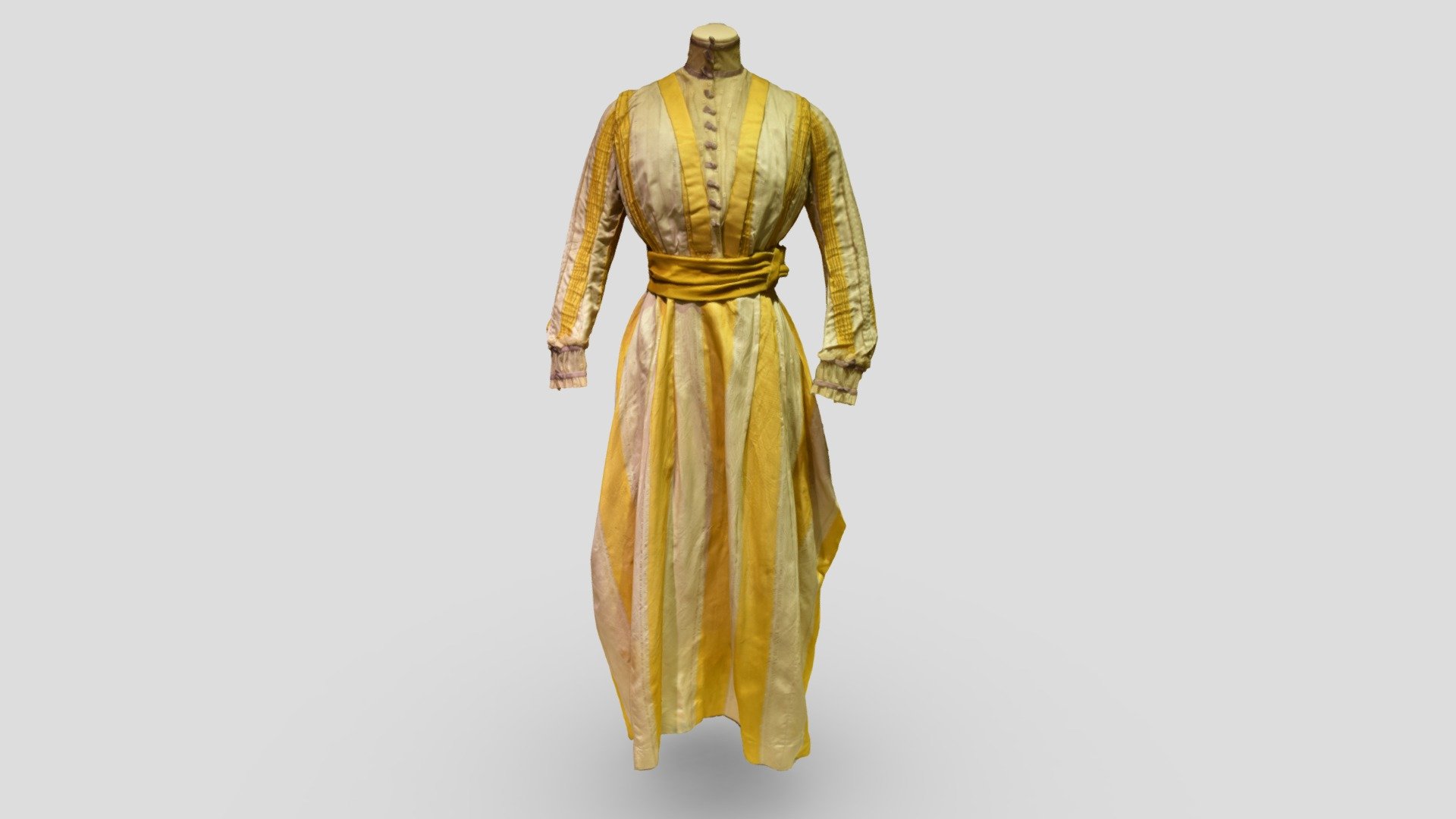 Gold And White Satin Dress, c. 1900