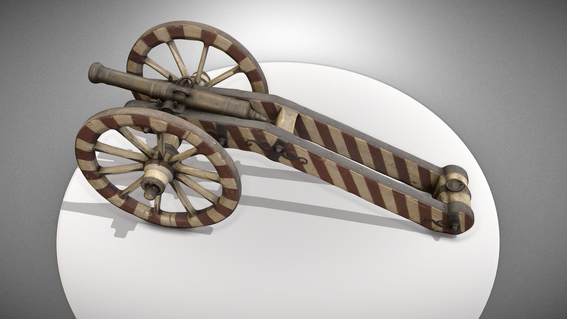 Bronze cannon on a gun carriage