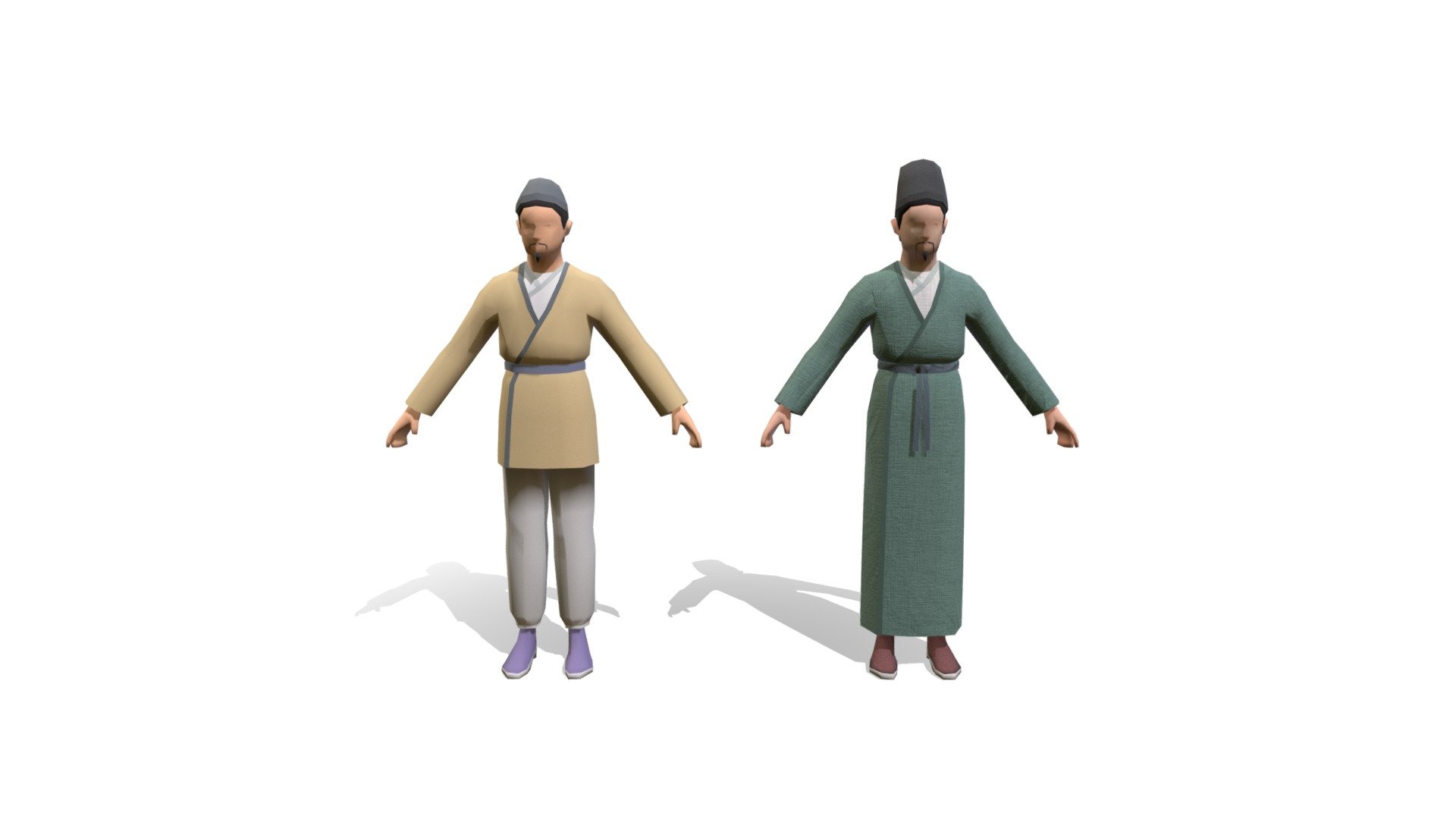 Low Poly Chinese Merchant Characters NPC