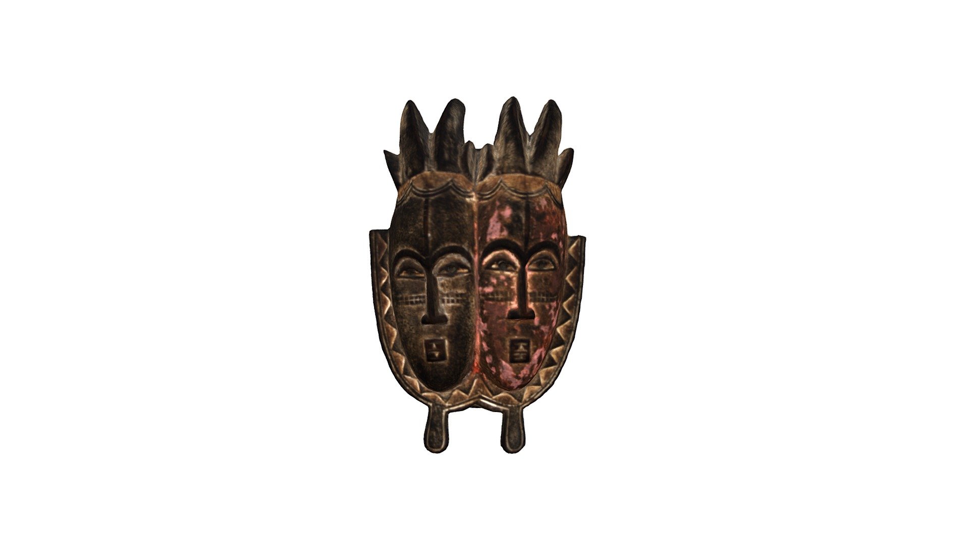 Baule People Double Face Ceremonial Dance Mask