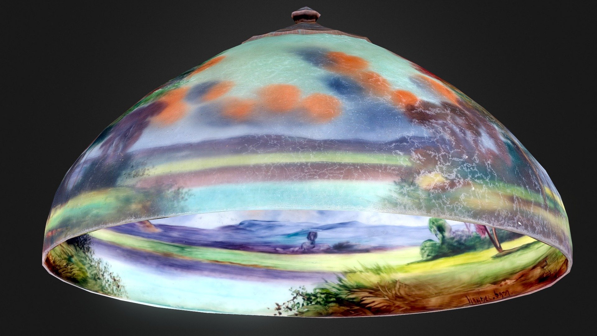 Handel reverse painted glass lamp shade